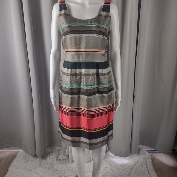Banana Republic 100% Silk Striped Sheath Knee Length Dress Petite 4P - Picture 3 of 11
